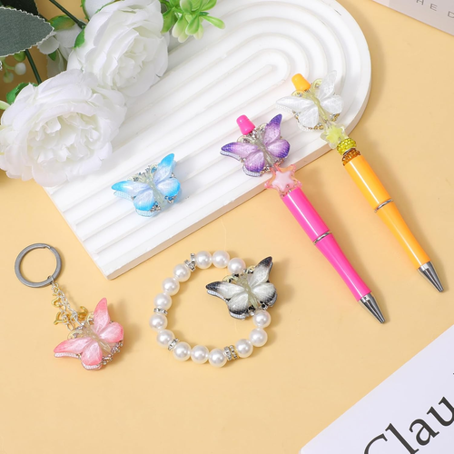 5 PCS Butterfly Focal Beads for Pens, Gradient Rhinestone Beads Pen Making Kit f - Picture 4 of 12