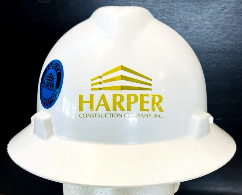 Sombrero duro MSA V-Gard "Think Safety" Harper construcción logotipo EPI mediano EE. UU. Foto 2 de 4
