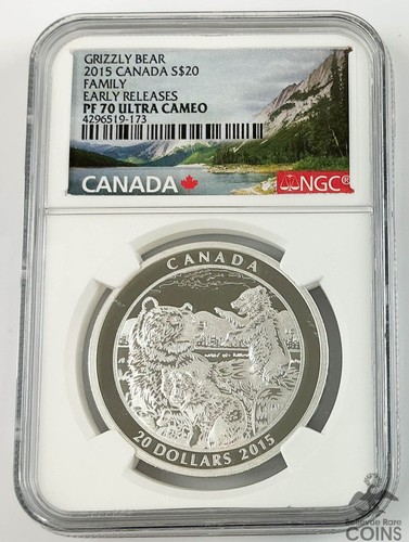 2015 Canada $20 GRIZZLY BEAR Family .9999 Silver 1oz Coin NGC PF70 Ultra Cameo