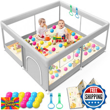 Baby Playpen 50x50" w/ Mat  Colorful Balls - Indoor Playard for Babies  Toddle