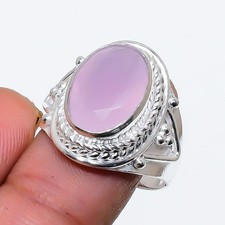 Pink Rose Quartz Gemstone925 Sterling Silver Jewelry All Size Ring For Gift