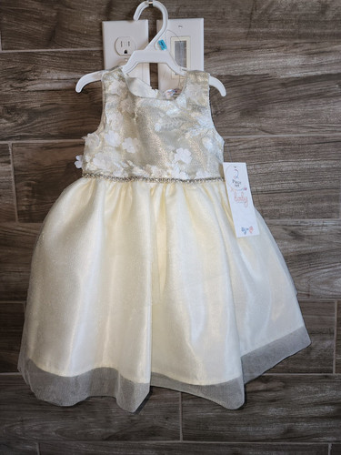 Biscotti Baby Blumen Mädchen Kleid Creme mit Tüll und Blumen Neu mit Etikett Größe 18 Monate - Bild 1 von 10
