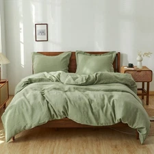 Simple&Opulence 100% Linen Duvet Cover Set 3pcs Natural French Basic Style Wa...