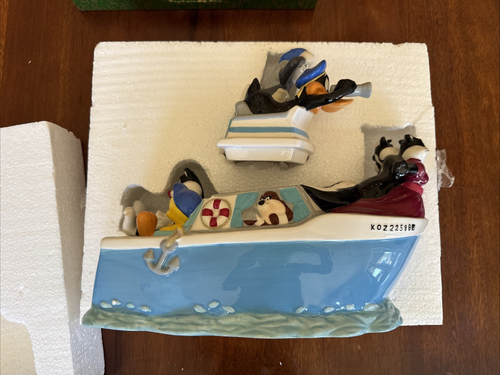 Warner Bros. Studio Store LT Boat Cookie Jar 2000 Daffy Duck Tweety Bugs NEW NIB - Picture 3 of 11