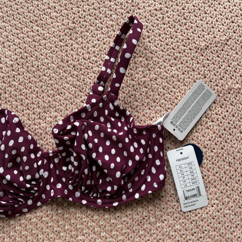Fantasie Santa Monica Bügel gerafft Vollschale Bikini Oberteil gepunktet lila 34DD - Bild 7 von 13