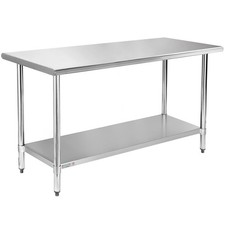 NSF Stainless Steel Table 30 x 60 Inches 5ft Metal Prep & Work Tables with Ad...