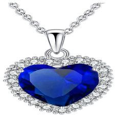 Damenkette Edelstein Herz Anhänger Halskette Kristall Rubin Smaragd Saph