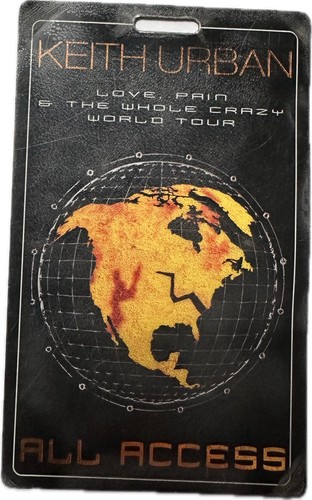 Keith Urban Love Pain & The Whole Crazy World Tour All Access Working Pass - Picture 2 of 3