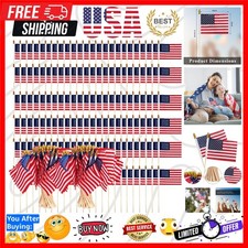 Small  American Handheld Flags, 4x6 Inch Golden Spear Tip, Stick Flags by 120