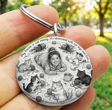 Cat Mom Lady Pet Animal Kitty Hot Funny Stainless Keychain Art Joke Family Sweet