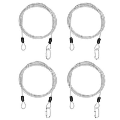 4Set 1/8'' Dia 4.9ft Security Steel Cable with Loops Clear + Quick Links