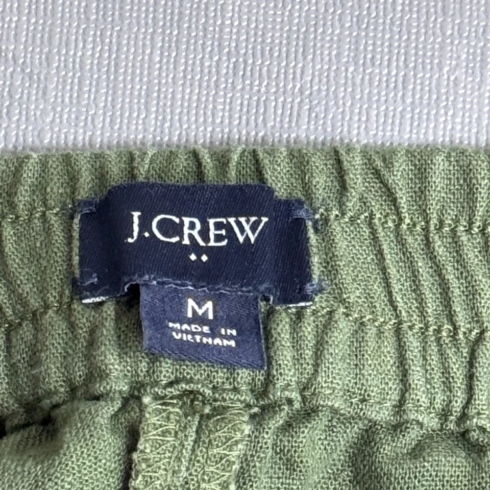 Pantalones Cortos J Crew Mujer Lino M Verde Ejército Boho Sostenible Playa Costera Preppy Foto 3 de 4