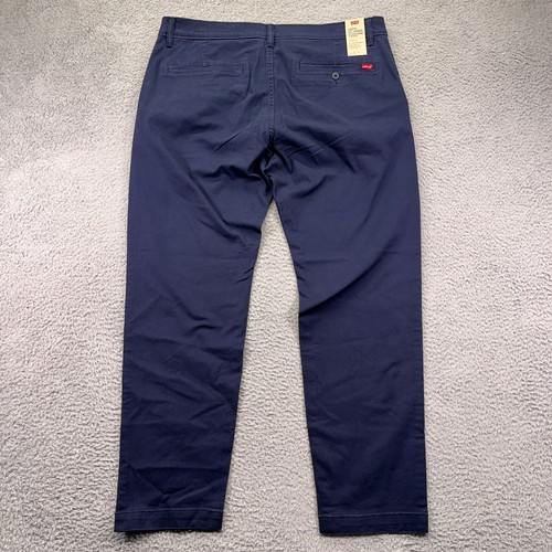 Pantalones chinos Levis XX para hombre 36x30 azul marino estándar cónicos elásticos sarga clásicos - Imagen 5 de 16