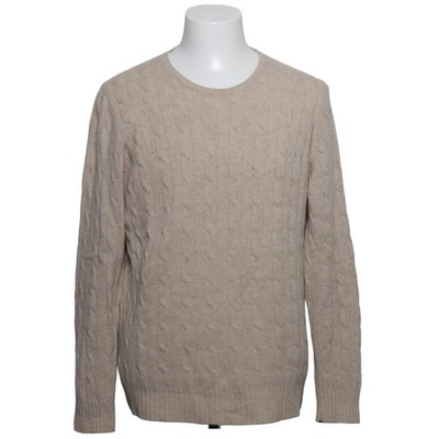 Soft Goat, Strickpullover, Größe: L, Beige, Kaschmir, Zopfstrick, Herren #551