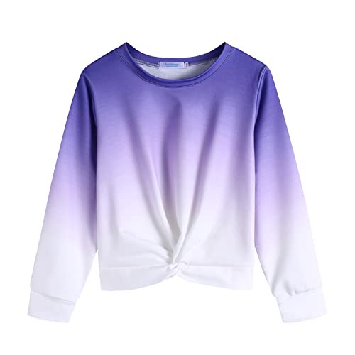ARSHINER MÄDCHEN LÄSSIG GEDREHTE VORDERSEITE LANGARM CROP TOPS PULLOVER - GRÖSSE 160 - Bild 1 von 5