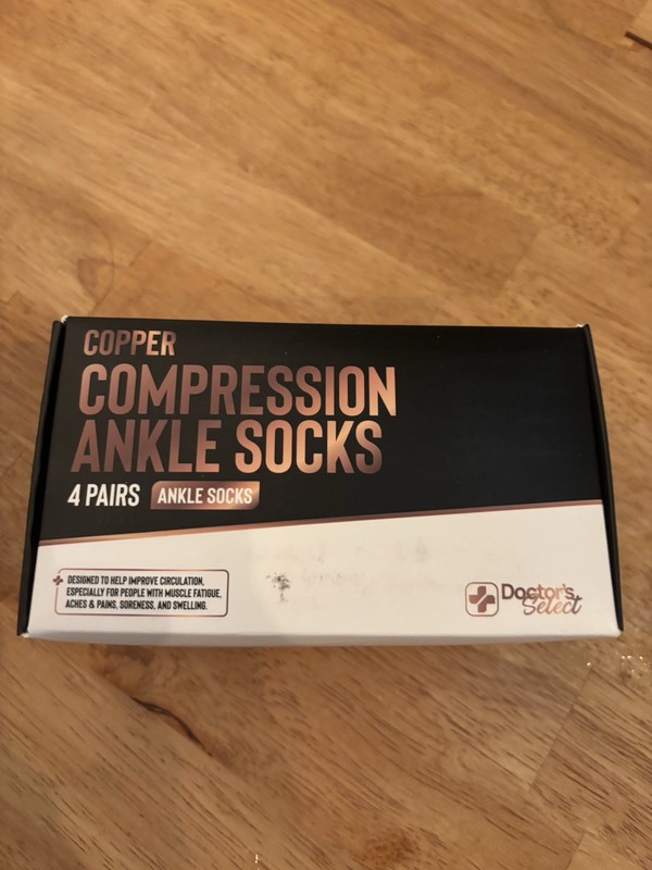 Doctor's Select Copper Ankle Compression Socks for Large, Black - 4 Pairs 