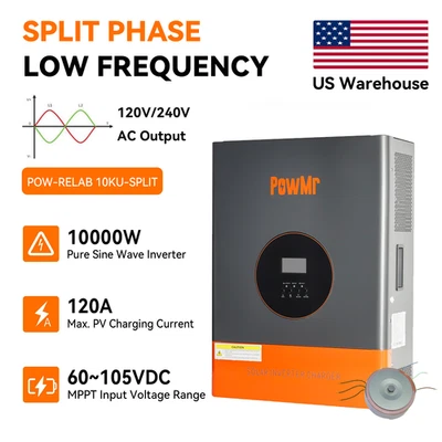 POWMR 10KW 48V Low frequency Inverter 110V/220V Split Phase 120A Controller Peak 30kW