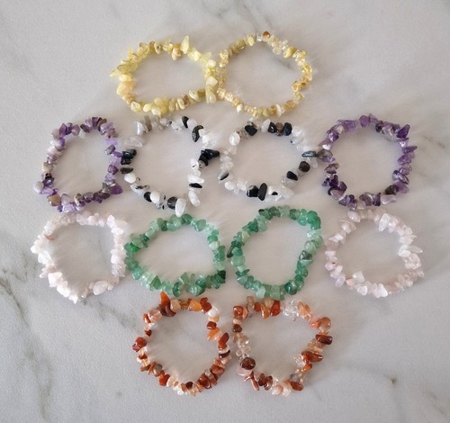 * 6 * x Crystal Chip Bracelets Reiki Bead Chakra Set Gift Stone Job Lot Party - 第 6/9 張圖片