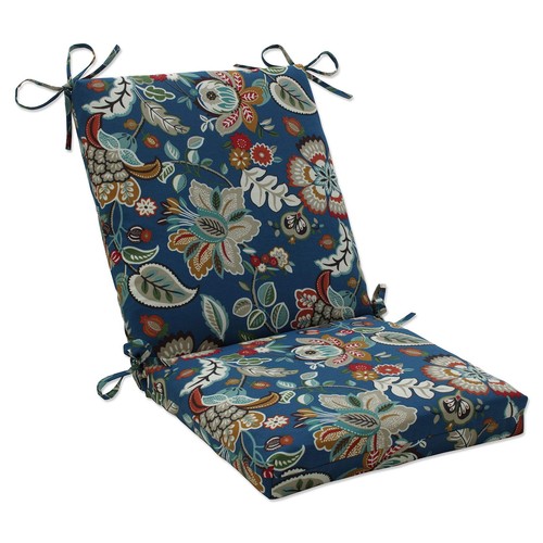Floral Indoor/Outdoor Solid Back 1 Piece Chair Cushion with Ties Squared Corn...