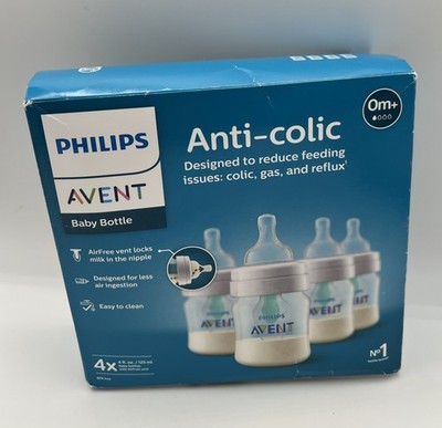 Philips Avent Anti-Colic 4oz / 125ml 4x Baby Bottles With Air-free Vent 0m+