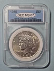 1935 Peace Silver Dollar! AU++!