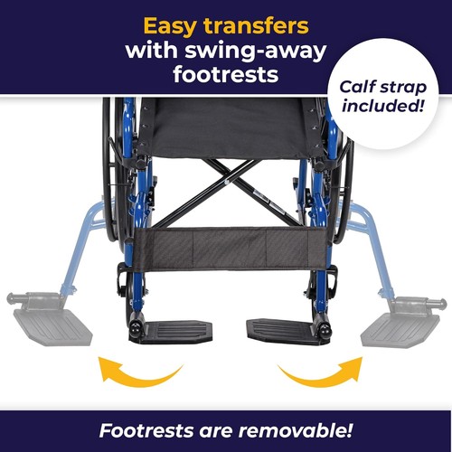 Drive Medical Blue Streak Lightweight Wheelchair with Swing-Away Footrests 18Inc - Picture 4 of 4