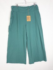 NWT Toad Co Chaka Wide Leg Pants XL Green Textured Pull On Cropped