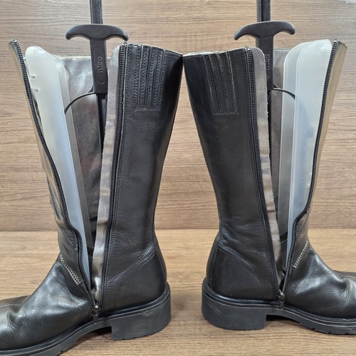 Botas hasta la rodilla de cuero negras rojas o muertas para mujer talla UK 7 cremallera vintage raras - Imagen 12 de 24