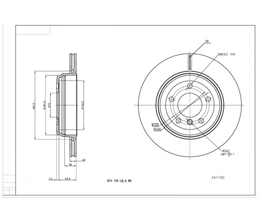 2x BRAKE DISC 241 100 FOR BMW 5/E60/E61 N43B20A N46B20B N47D20A/C M47D20 2.0L - Image 2 of 4