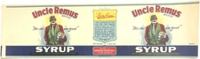 Original Unused Vintage Uncle Remus Syrup Can Label Robinson Syrup Co Cairo, Ga.