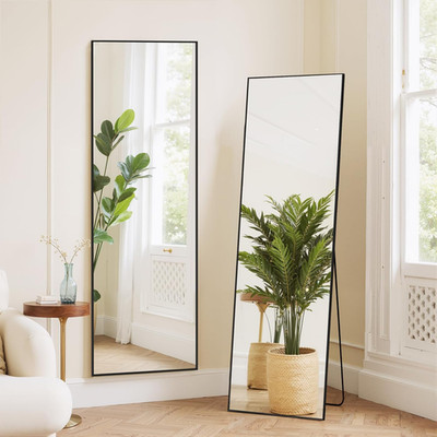 Mirror Full Length 59''X16'' Rectangle Floor Mirror with Stand, Aluminum Alloy Fra