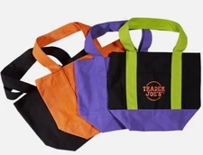 Trader Joes Mini Canvas Tote Bag Set of 4 Halloween In Hand 