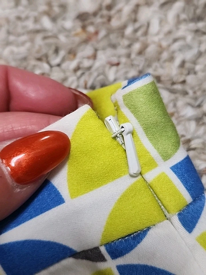 Saia W By Worth New York Designer Branca Limão Geométrica Tamanho 8 Zíper Lateral 30x20 - Imagem 3 de 4