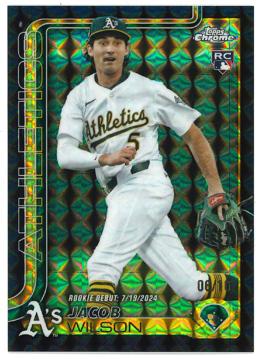 2025 TOPPS CHROME UPDATE JACOB WILSON BLACK GEOMETRIC REF ROOKIE DEBUT A'S #6/10