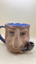 VINTAGE ARTIST SIGNED FACE MUG STUDIO ART POTTERY STONEWARE