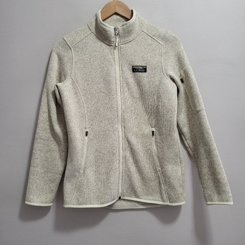 L.L. Bean NWOT Women's Sweater Fleece Full Zip Jacket In Pewter Oatmeal Size XS - 第 1/7 張圖片