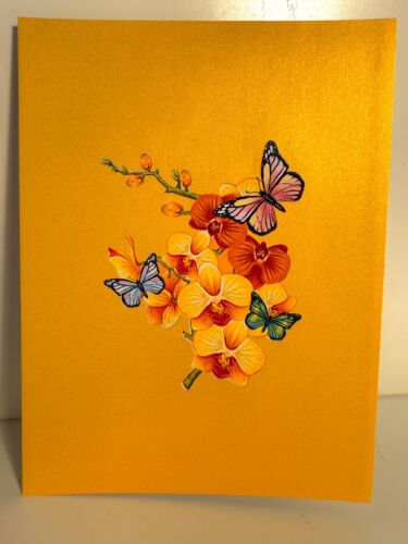 ORIGAMI POP CARDS Yellow Orchid Garden with Butterflies Happy Mother's Day PopUp - Picture 10 of 12