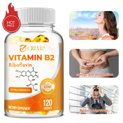 Vitamin B2 Riboflavin 400mg - Cellular Energy Metabolism, Skin and Vision Health