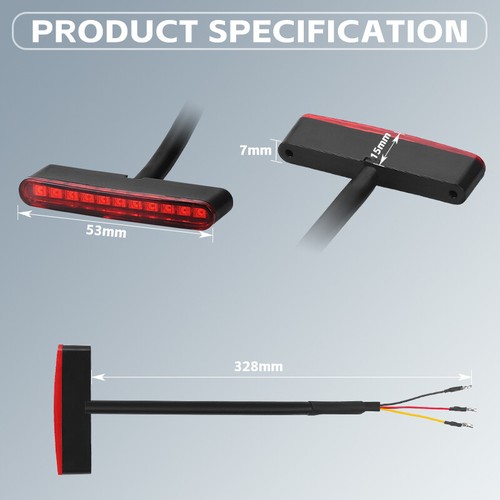 Motorcycle LED Rear Tail Running Stop Mini Strip Brake Light Red ATV Universal - Foto 3 di 7