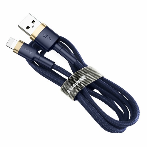 Charging Cable Baseus Cafule Data Sync USB 2.4A For iPhone 13 12 11 X Gold Black - Picture 17 of 18