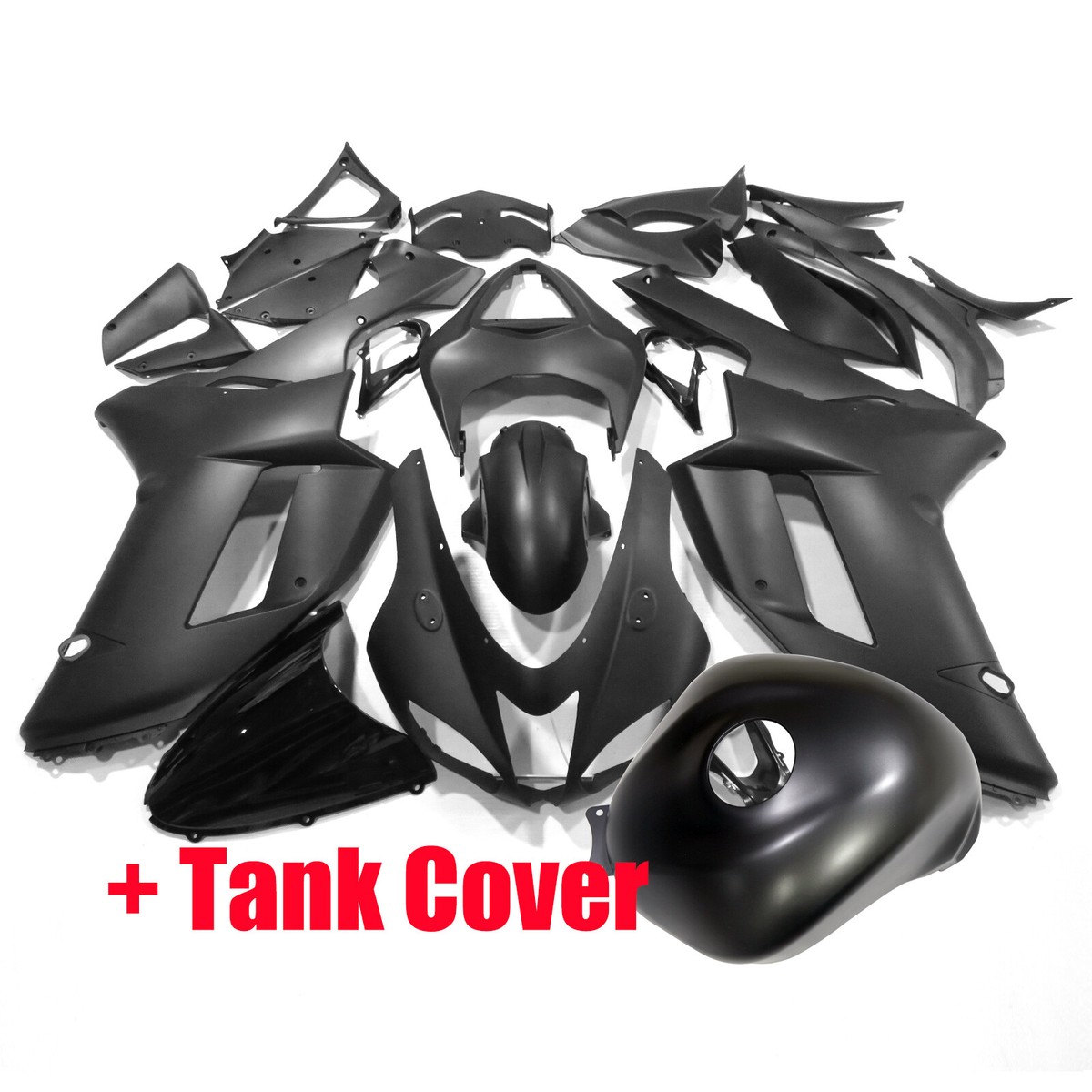 Matte Black Fairing Kit + Tank Cover For Kawasaki Ninja ZX6R 2007