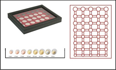 Lindner 2367-2956E Nera M Plus Münzvitrinen Red EURO-course-coins-sets IN