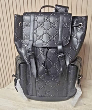 GUCCI Medium Embossed GG Black Leather Backpack 625770 1W3BN