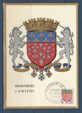 carte  1er jour    armoirie  blason de  80  Amiens    1962                     a