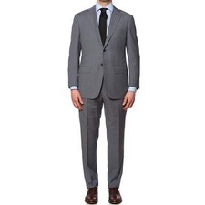 KITON Napoli for VANNUCCI Handmade Blue-Gray Plaid Suit EU 50 NEW US 40