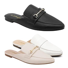 Women Slip On Mule Shoes Backless Flat Shoes Daily Wear Casual Loafer Shoes