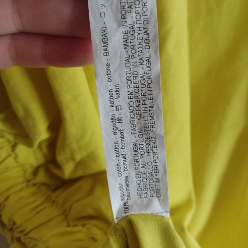 Blusa amarilla de mujer Zara talla grande M algodón mangas burbuja - Imagen 7 de 8