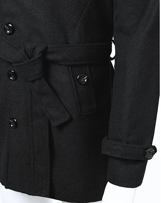 Gabardina hecha a medida negra gris de un solo pecho para hombre, abrigo de invierno largo para hombre Foto 3 de 4