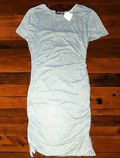 NWT Forever 21 Short Sleeve Gray Ruched Drawstring Dress, Size Medium