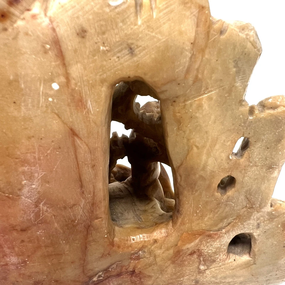 Jabonera china hecha a mano de colección mono lobo pájaros cepillo maceta grabada a mano individual Foto 3 de 4